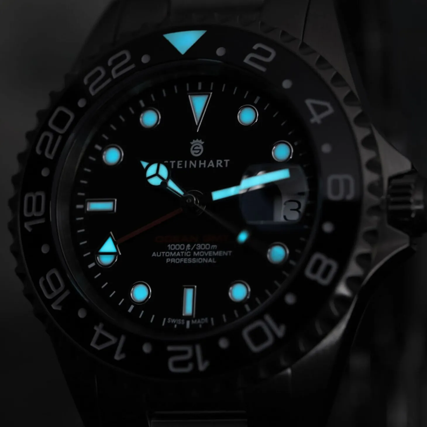 Steinhart Watches Gmt-Ocean 1 Black Ceramic Diver Watch