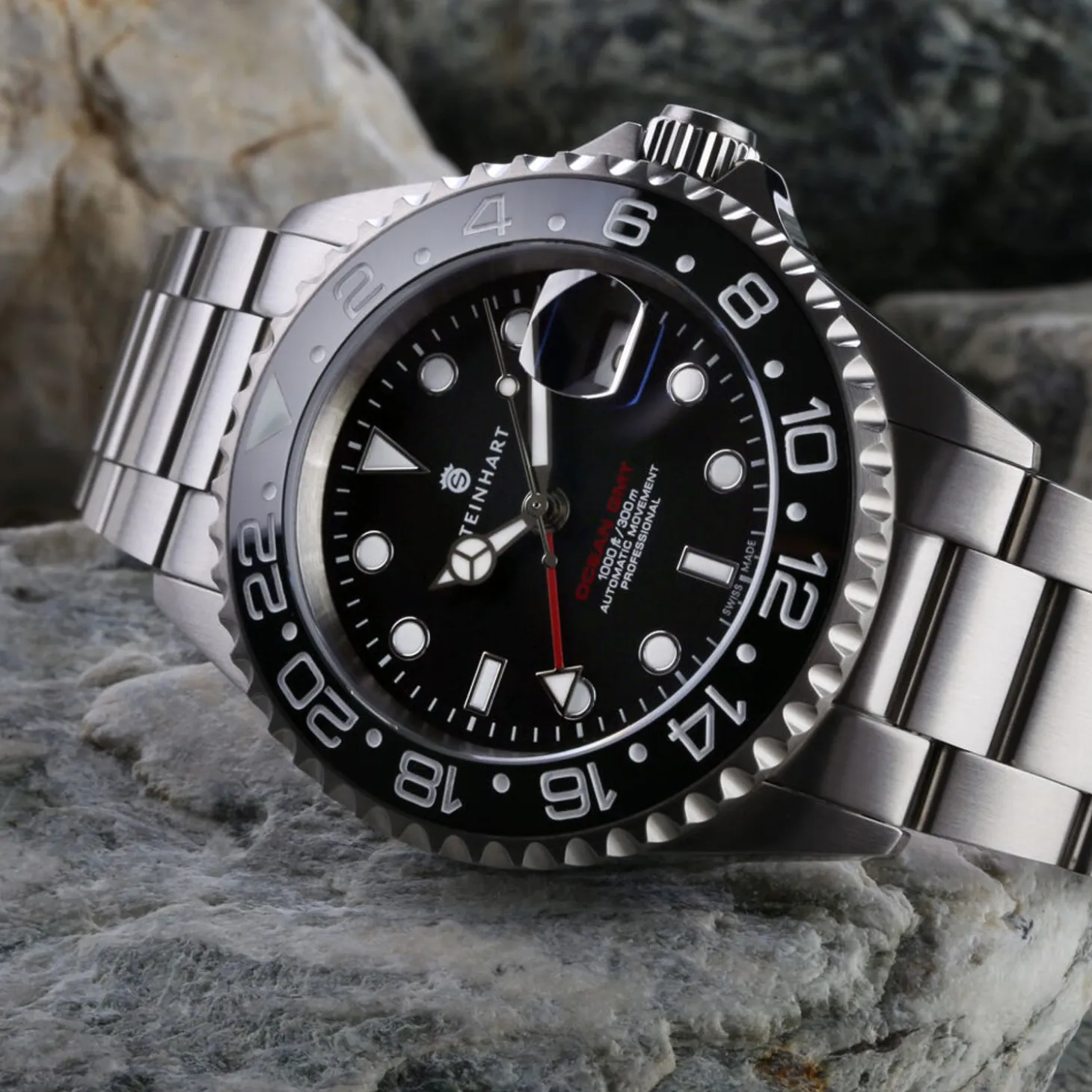 Steinhart Watches Gmt-Ocean 1 Black Ceramic Diver Watch