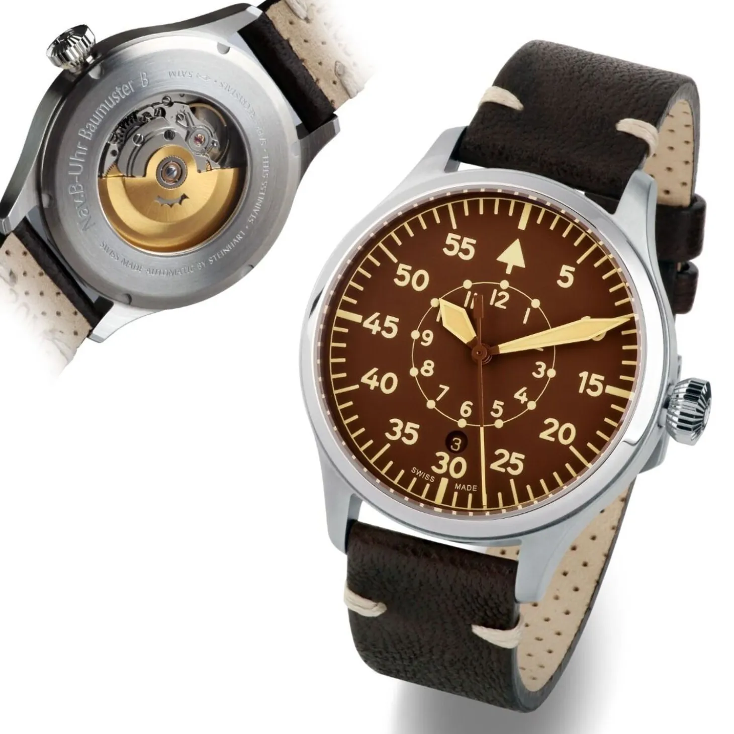 Steinhart Watches Nav B-Uhr 42 Vintage Brown B-Muster