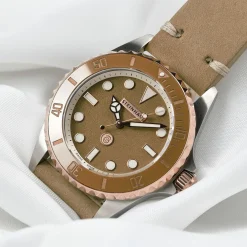 Steinhart Watches Ocean 39 Beige Ceramic Diver Watch