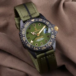 Steinhart Watches Ocean 39 Gmt Black Military Khaki Diver Watch
