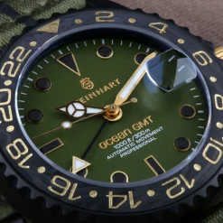 Steinhart Watches Ocean 39 Gmt Black Military Khaki Diver Watch