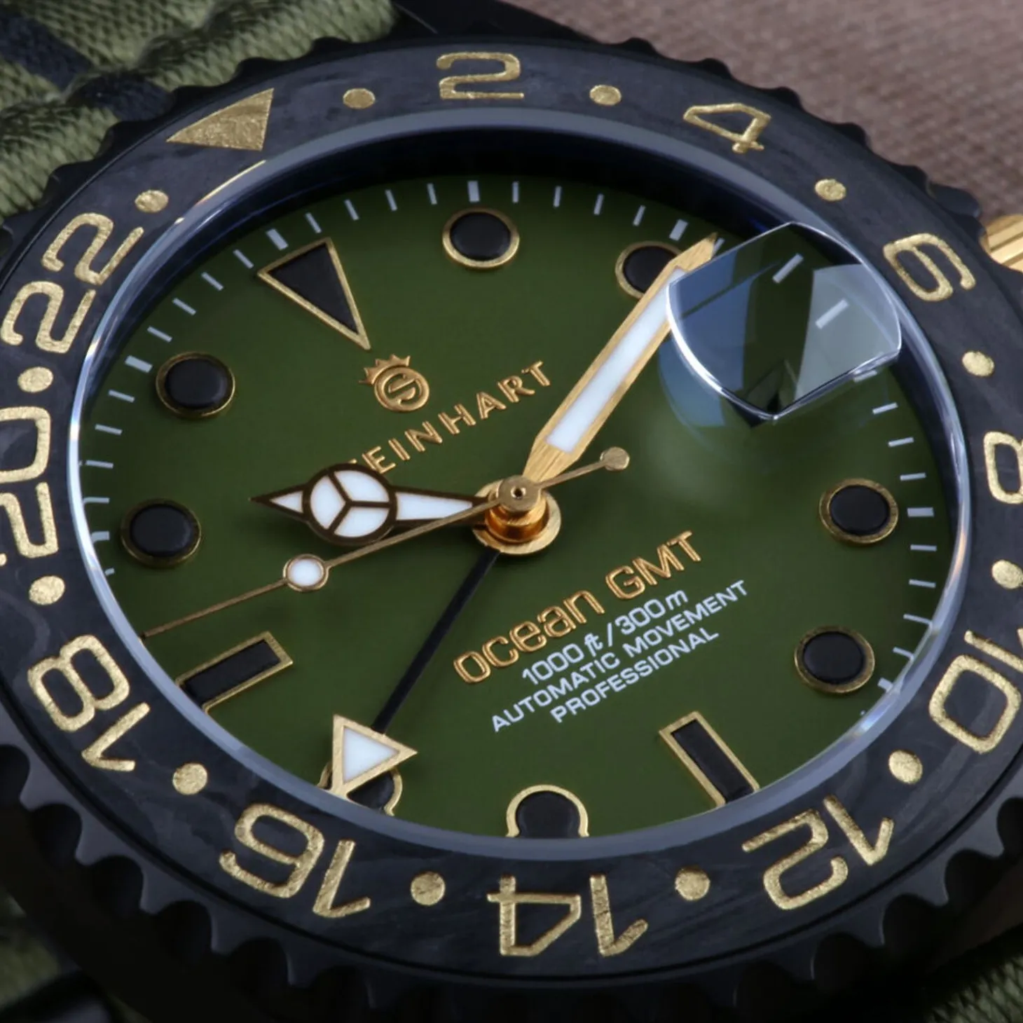 Steinhart Watches Ocean 39 Gmt Black Military Khaki Diver Watch