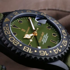 Steinhart Watches Ocean 39 Gmt Black Military Khaki Diver Watch