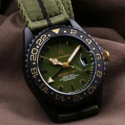 Steinhart Watches Ocean 39 Gmt Black Military Khaki Diver Watch