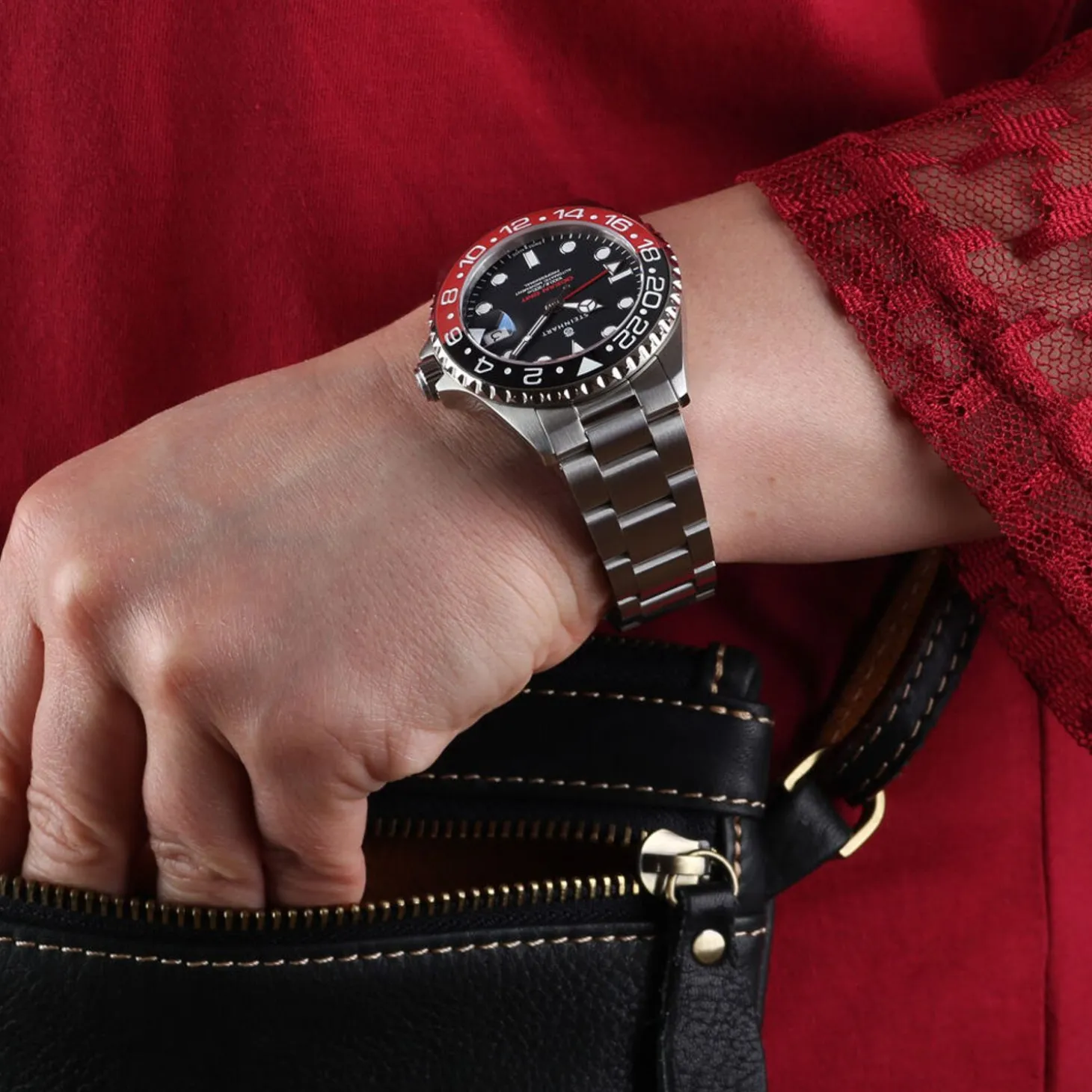 Steinhart Watches Ocean 39 Gmt Black-Red Ceramic Diver Watch