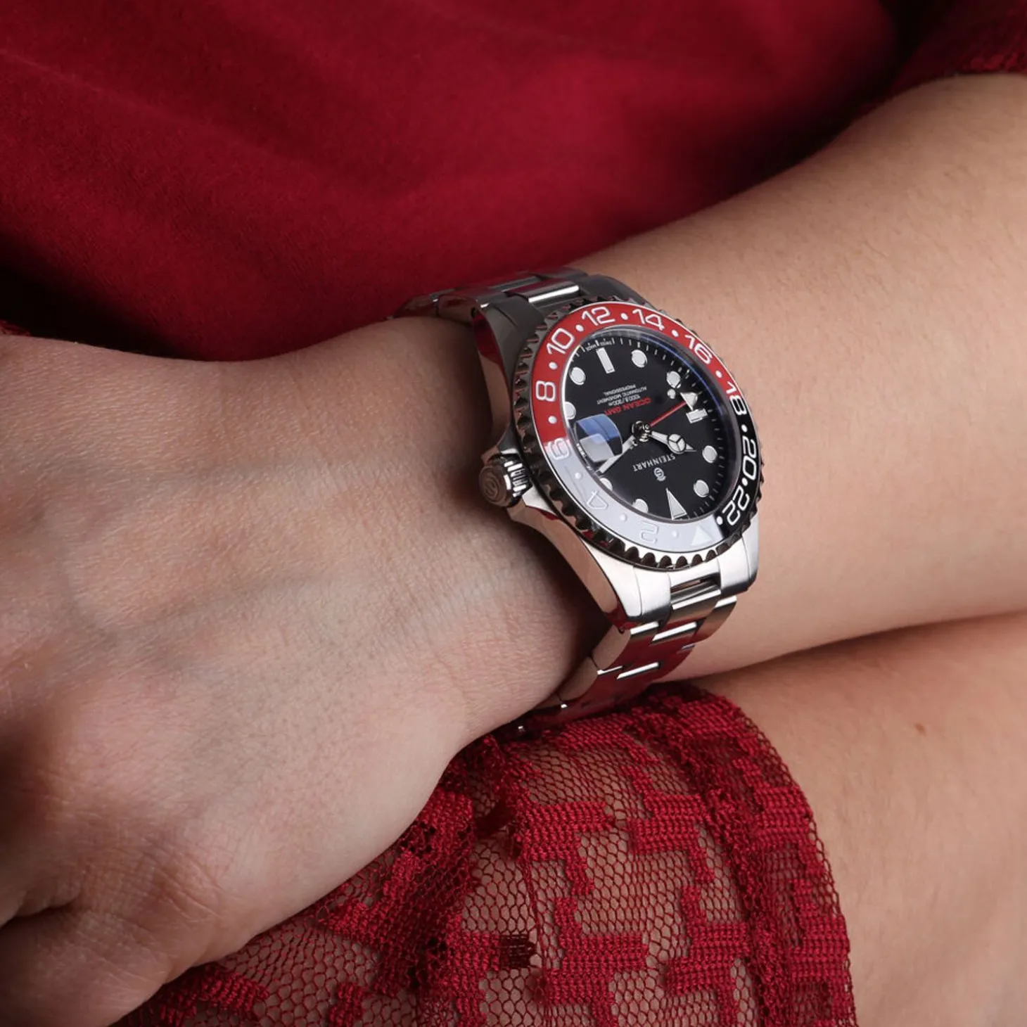 Steinhart Watches Ocean 39 Gmt Black-Red Ceramic Diver Watch
