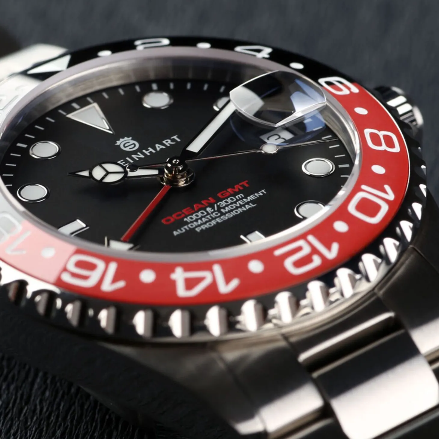 Steinhart Watches Ocean 39 Gmt Black-Red Ceramic Diver Watch