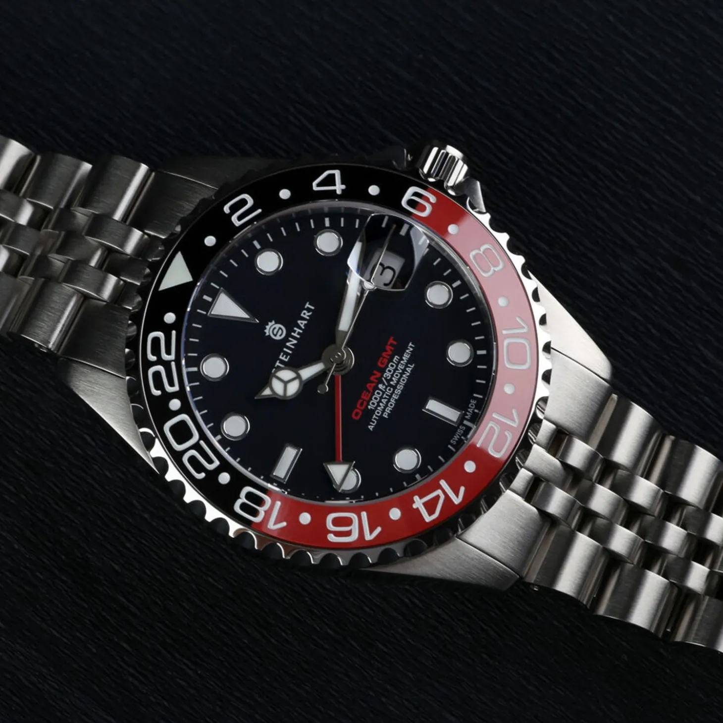 Steinhart Watches Ocean 39 Gmt.2 Black-Red Ceramic Diver Watch