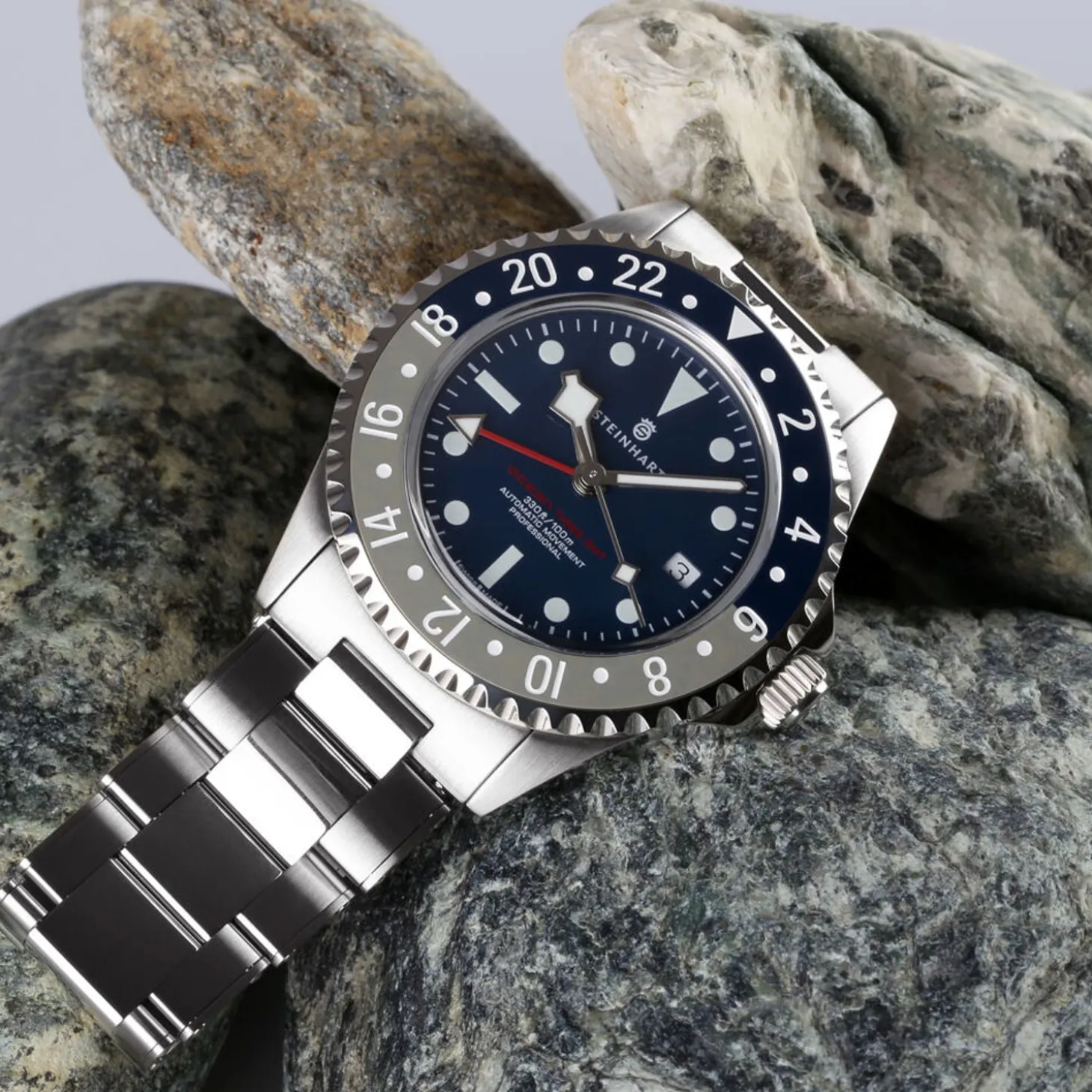 Steinhart Watches Ocean 3 Gmt Blue-Grey Ceramic
