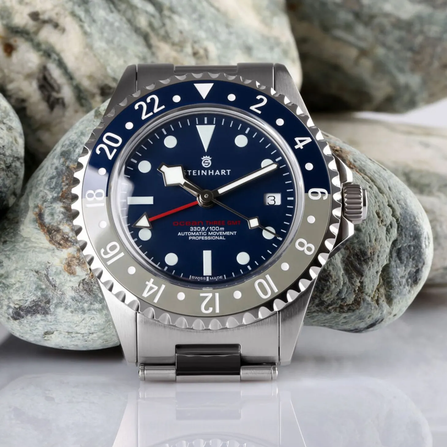 Steinhart Watches Ocean 3 Gmt Blue-Grey Ceramic