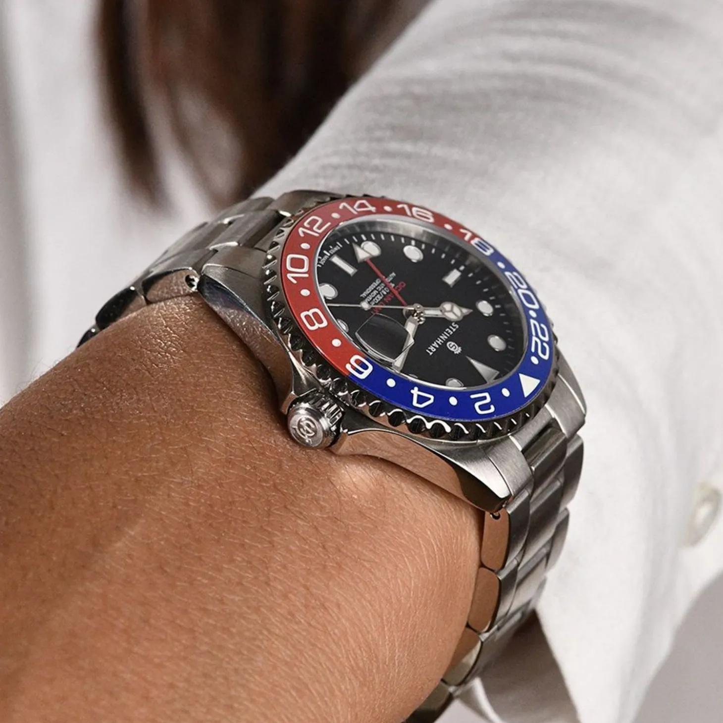 Steinhart Watches Ocean 39 Gmt Blue-Red Ceramic Diver Watch