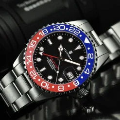 Steinhart Watches Ocean 39 Gmt Blue-Red Ceramic Diver Watch