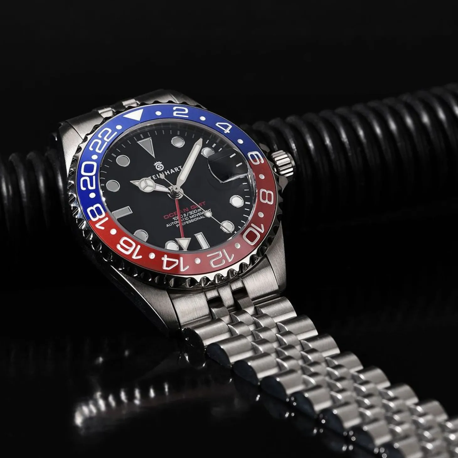 Steinhart Watches Ocean 39 Gmt.2 Blue-Red Ceramic Diver Watch