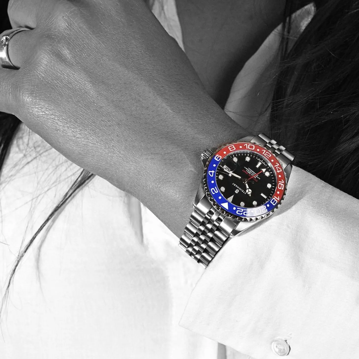 Steinhart Watches Ocean 39 Gmt.2 Blue-Red Ceramic Diver Watch