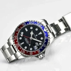 Steinhart Watches Ocean 39 Gmt Blue-Red Diver Watch