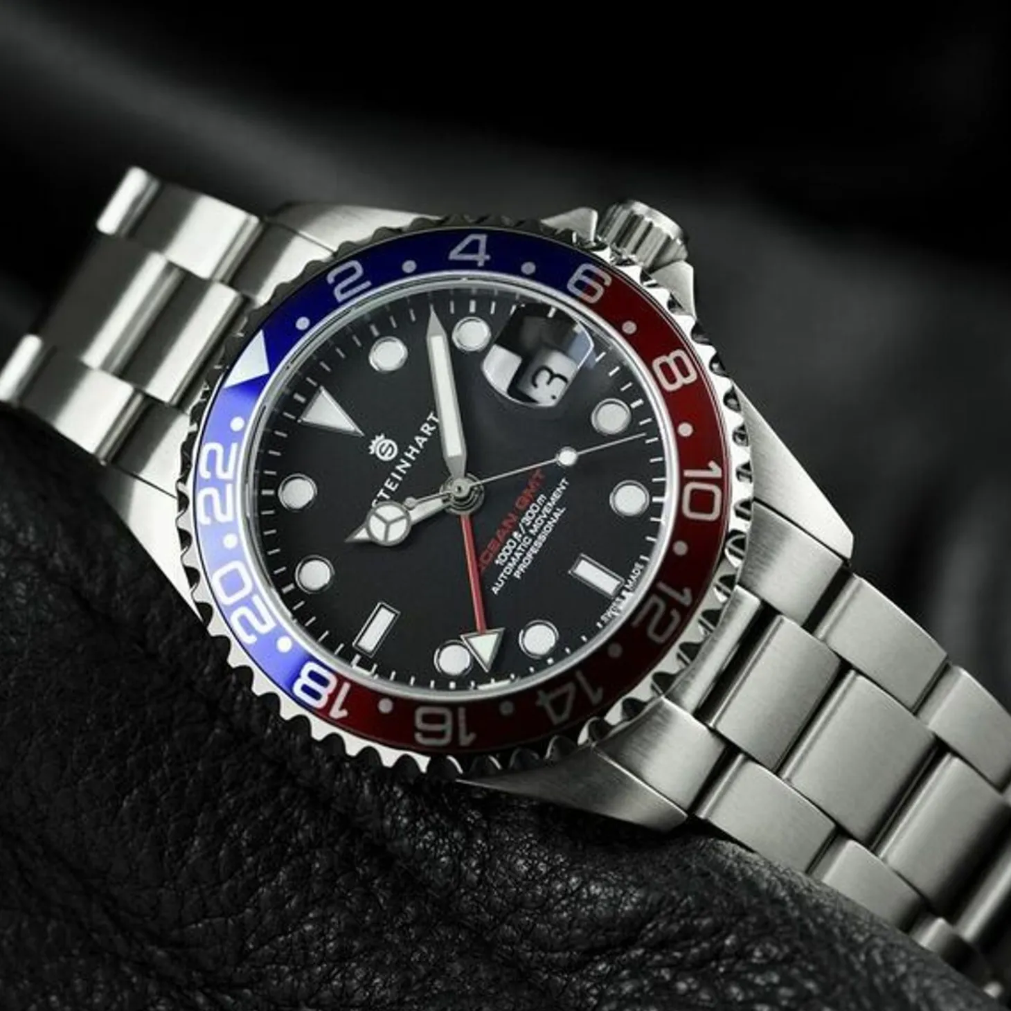 Steinhart Watches Ocean 39 Gmt Blue-Red Diver Watch