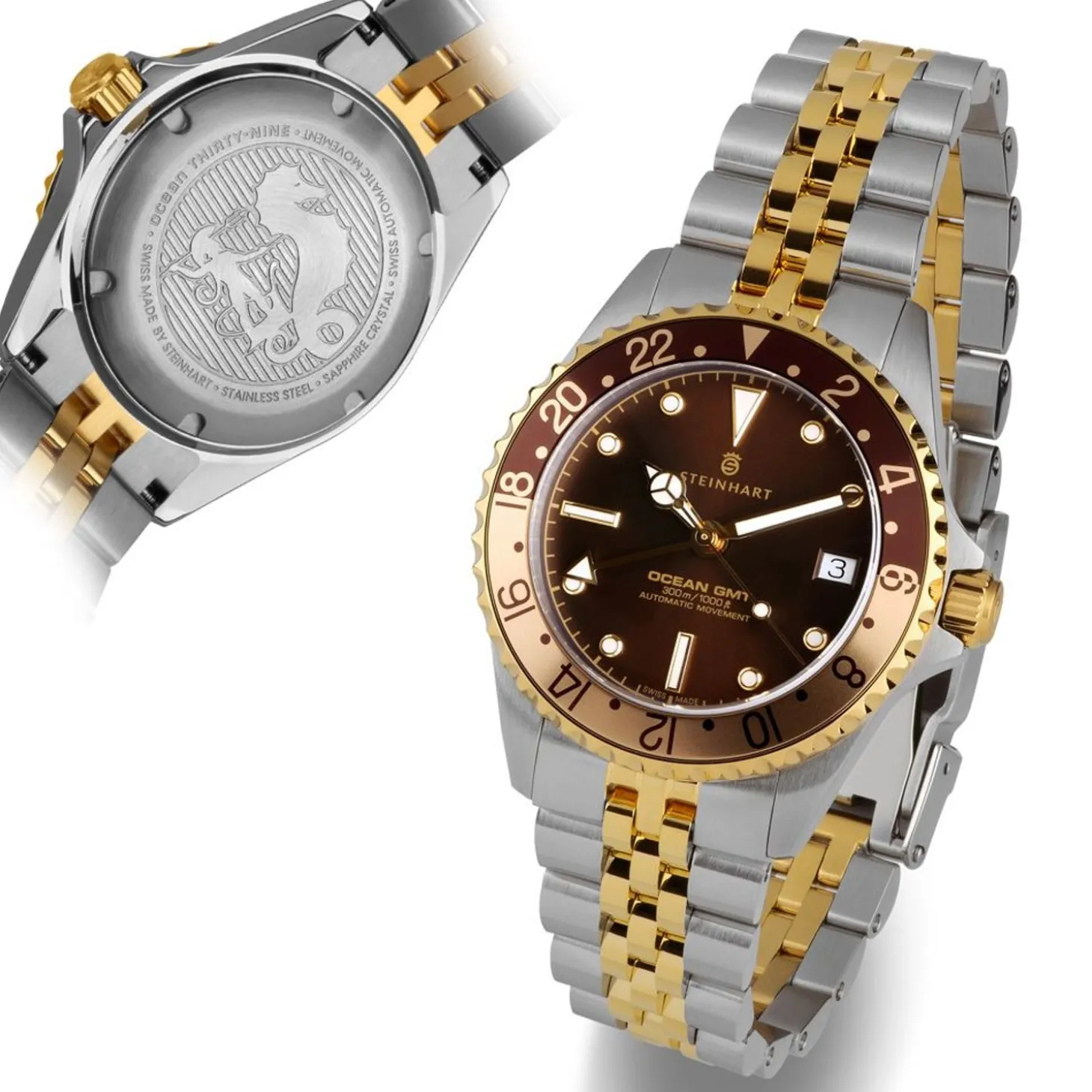 Steinhart Watches Ocean 39 Gmt.2 Two-Tone Chocolate Diver Watch