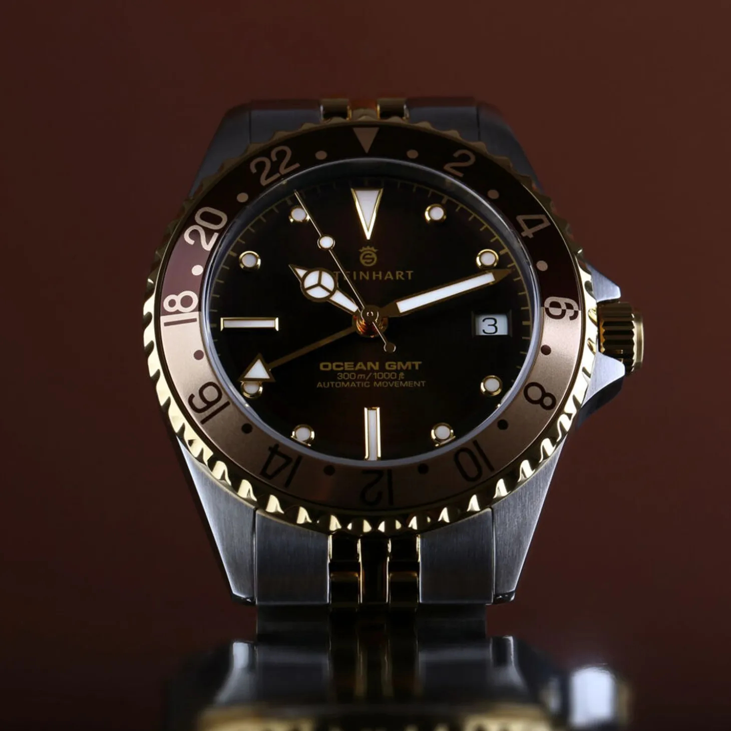 Steinhart Watches Ocean 39 Gmt.2 Two-Tone Chocolate Diver Watch