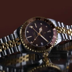 Steinhart Watches Ocean 39 Gmt.2 Two-Tone Chocolate Diver Watch