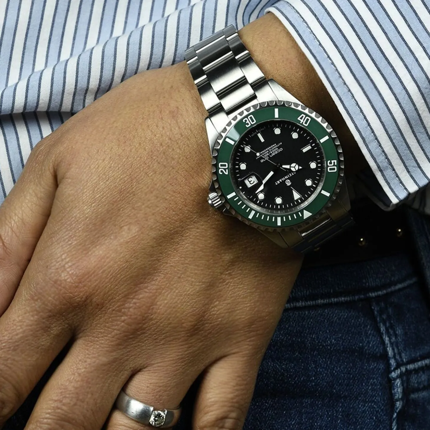 Steinhart Watches Ocean 39 Green Ceramic Diver Watch