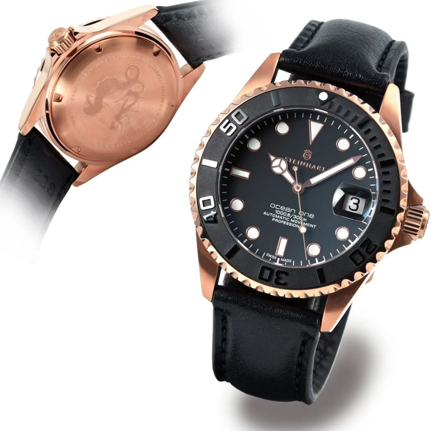 Steinhart Watches Ocean 39 Pink-Gold Ceramic Diver Watch