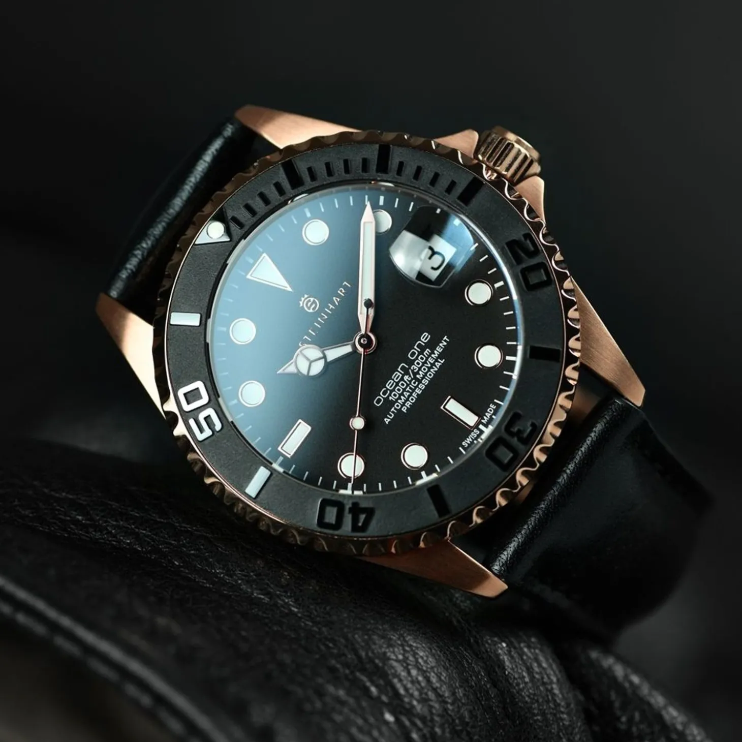 Steinhart Watches Ocean 39 Pink-Gold Ceramic Diver Watch