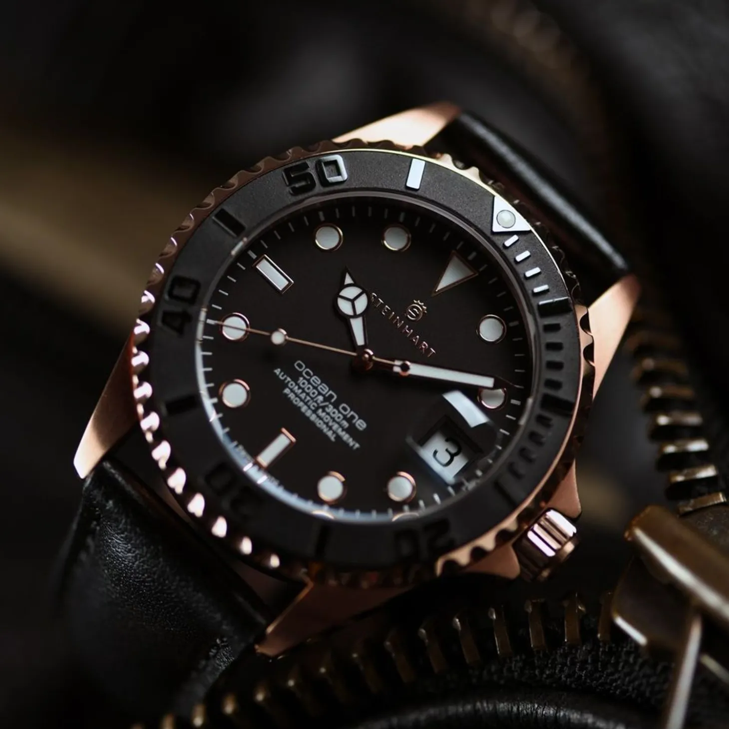 Steinhart Watches Ocean 39 Pink-Gold Ceramic Diver Watch