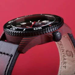 Steinhart Watches Ocean 2 Premium Carbon Red Diver Watch