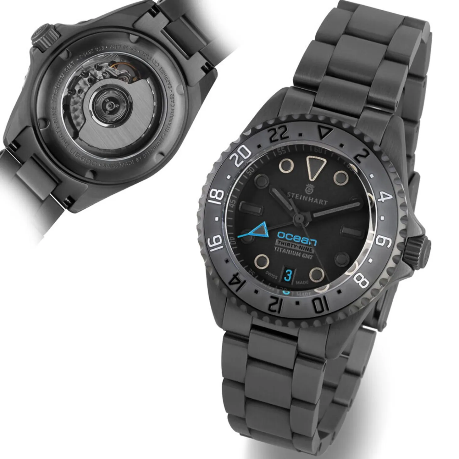 Steinhart Watches Ocean 39 Titanium Gmt Phantom Blue