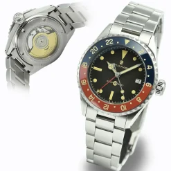 Steinhart Watches Ocean 39 Vintage Gmt Premium Blue-Red Ceramic Diver Watch