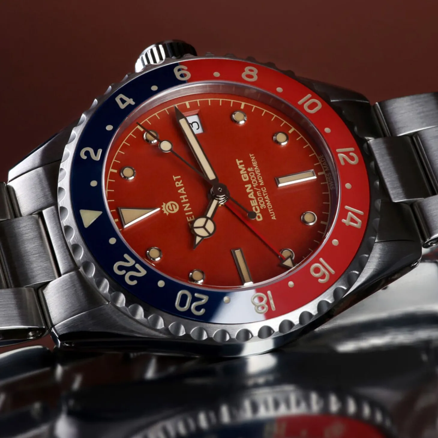 Steinhart Watches Ocean 39 Vintage Gmt Premium Red Ceramic Diver Watch