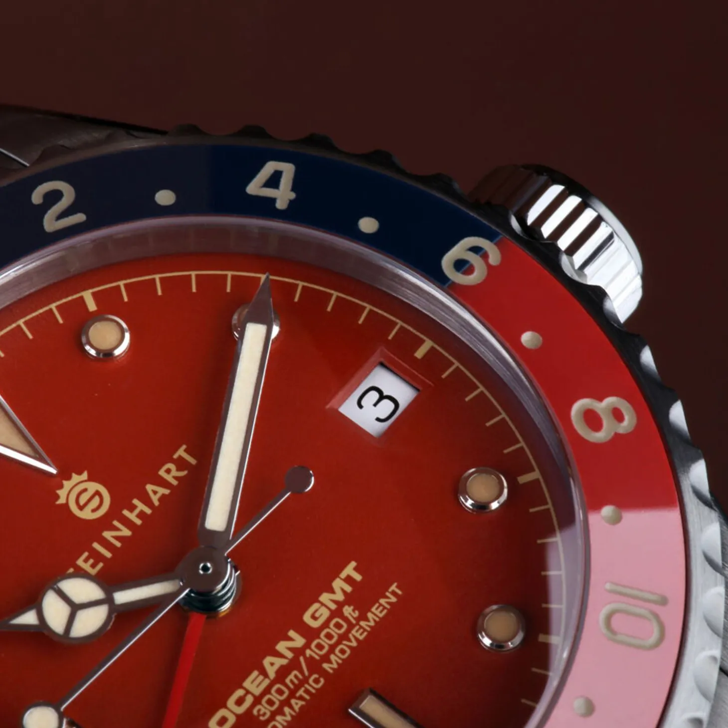 Steinhart Watches Ocean 39 Vintage Gmt Premium Red Ceramic Diver Watch