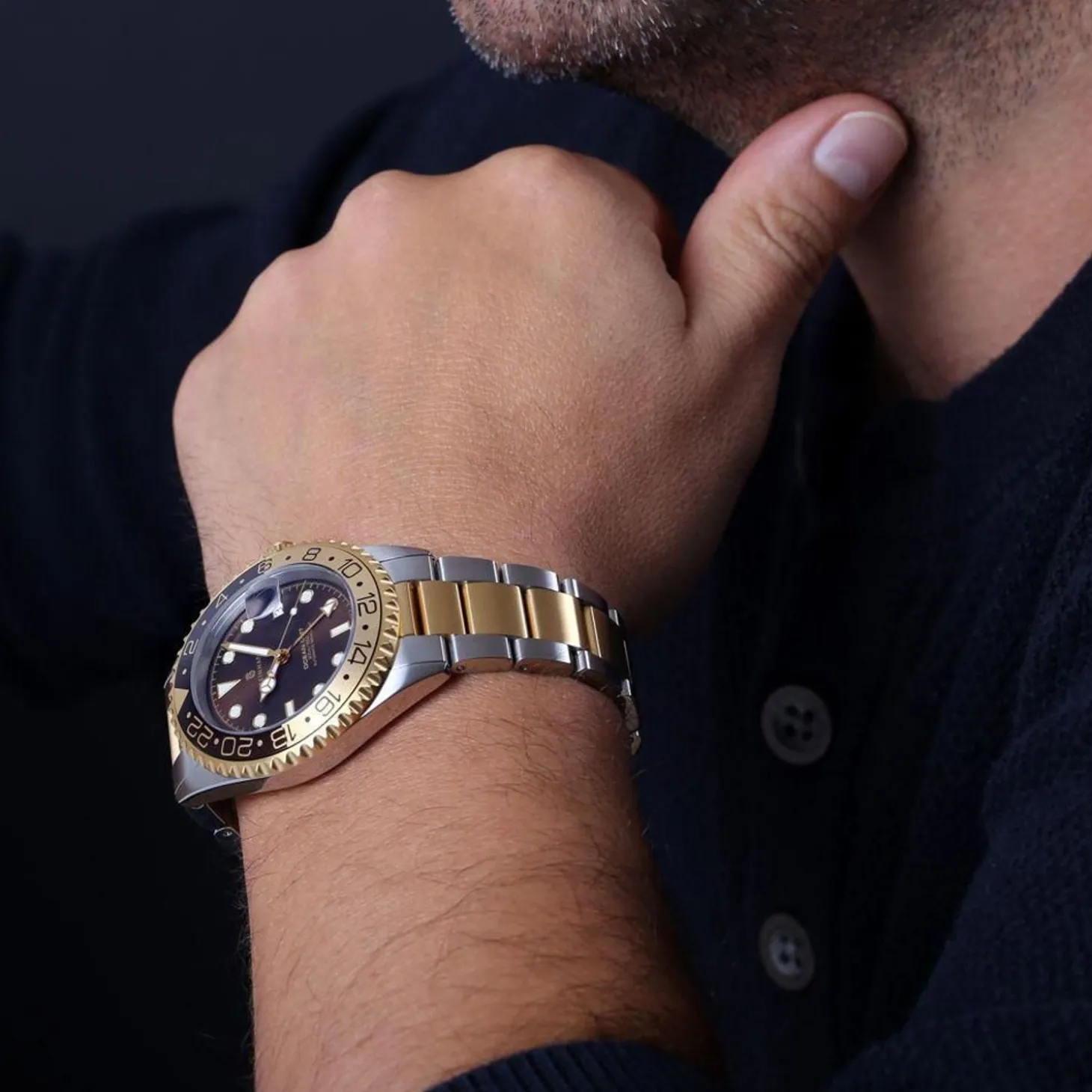 Steinhart Watches Ocean One Gmt Two- Tone Chocolate Diver Watch