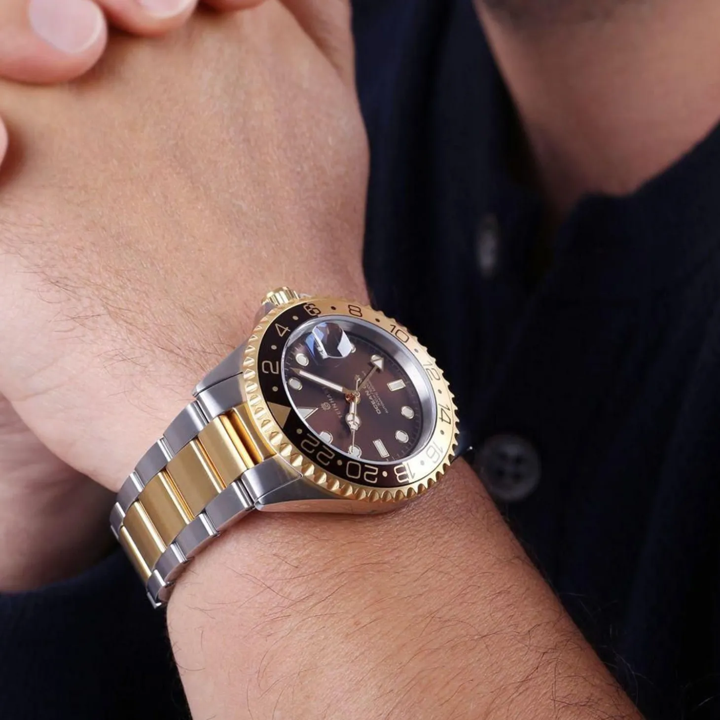 Steinhart Watches Ocean One Gmt Two- Tone Chocolate Diver Watch