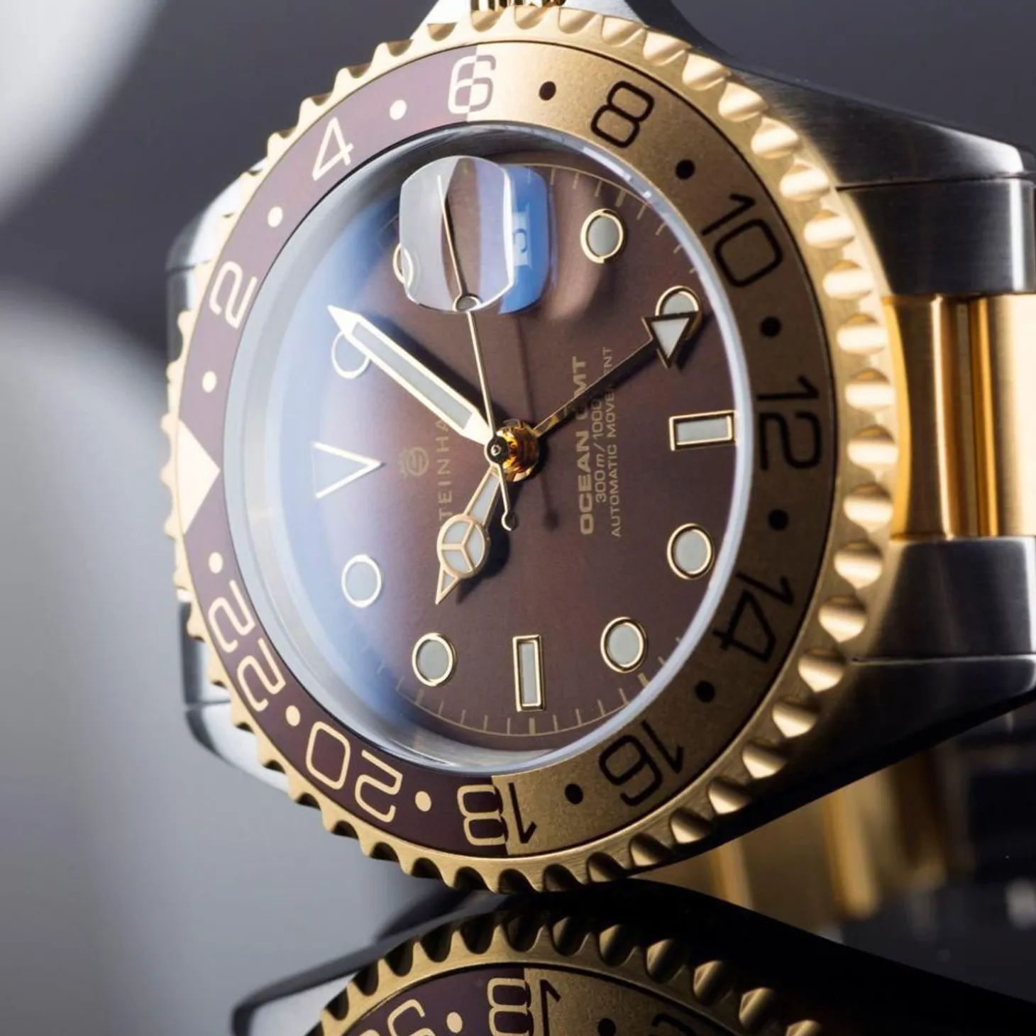 Steinhart Watches Ocean One Gmt Two- Tone Chocolate Diver Watch