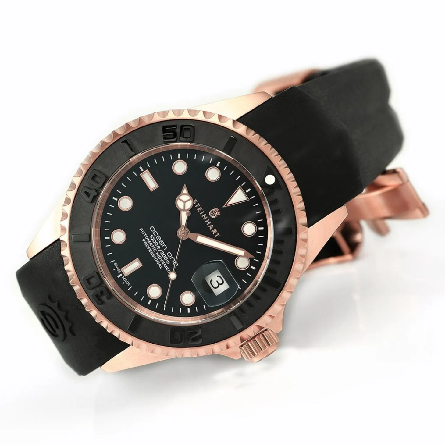 Steinhart Watches Ocean One Pink-Gold Ceramic Diver Watch