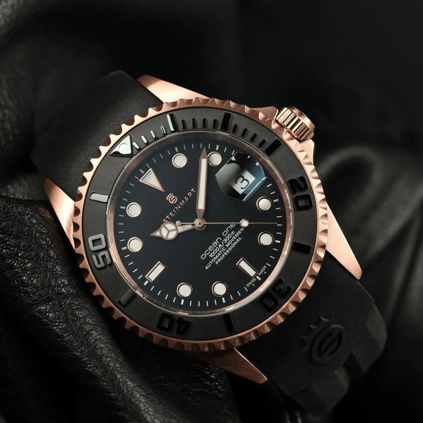 Steinhart Watches Ocean One Pink-Gold Ceramic Diver Watch