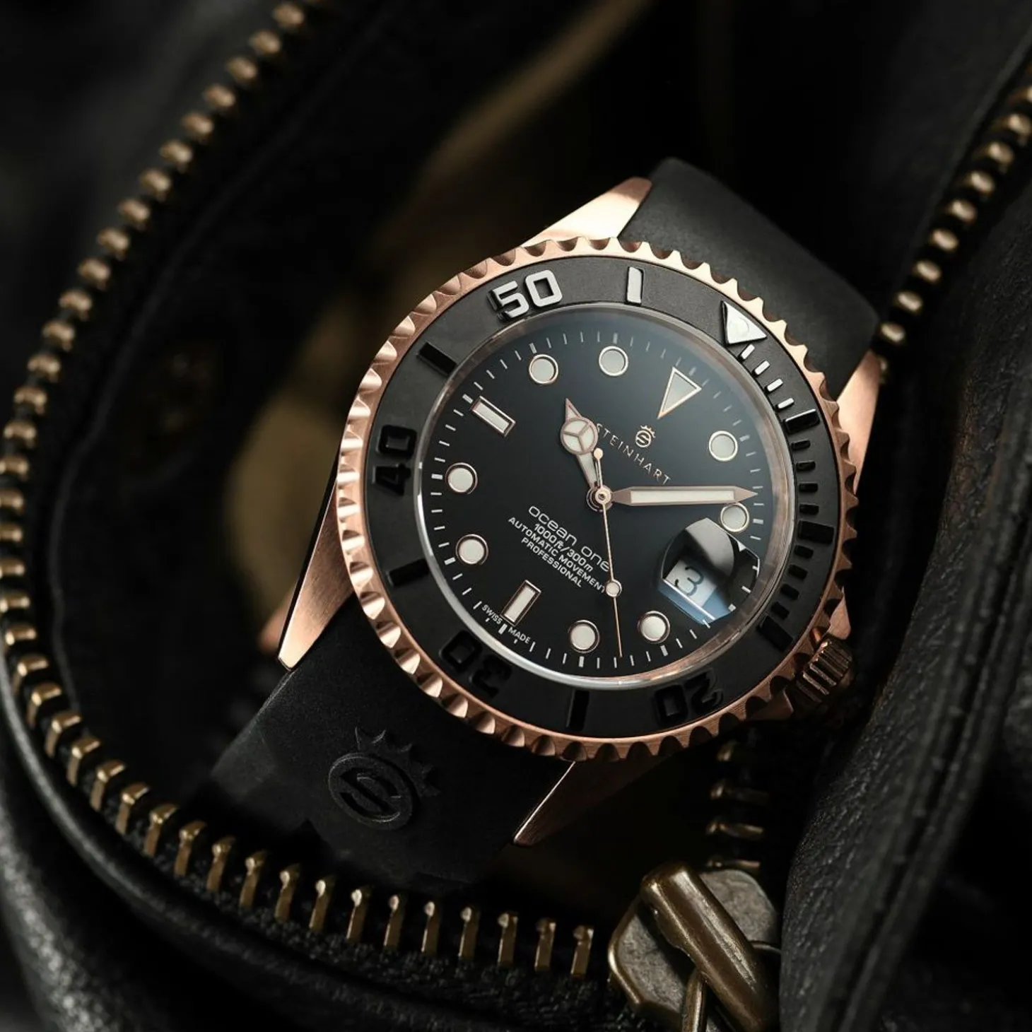 Steinhart Watches Ocean One Pink-Gold Ceramic Diver Watch