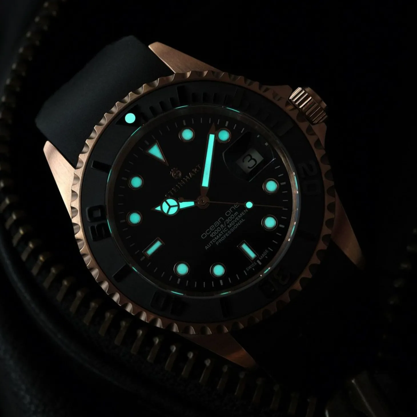 Steinhart Watches Ocean One Pink-Gold Ceramic Diver Watch
