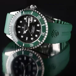 Steinhart Watches Rubber Strap Green New 20X18 Mm For Ocean 39 With Clasp Steel
