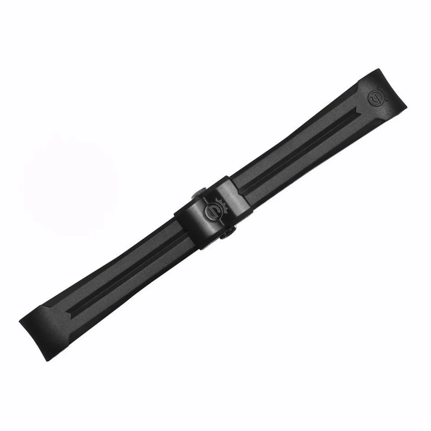 Steinhart Watches Rubber Strap New 20X16 Mm For Ocean 39 With Clasp Black Dlc