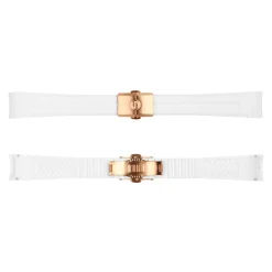 Steinhart Watches Rubber Strap White New 20X16 Mm For Ocean 39 With Clasp Pink Gold