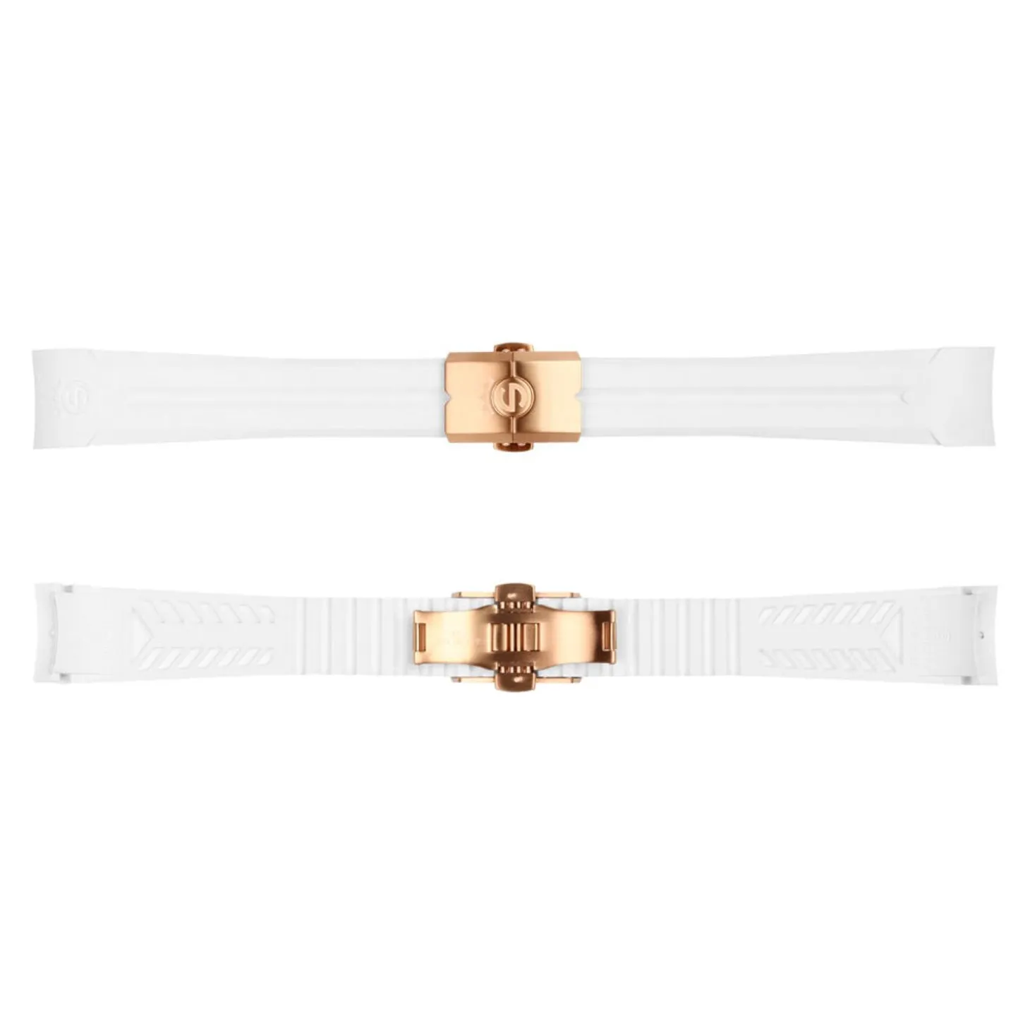Steinhart Watches Rubber Strap White New 20X16 Mm For Ocean 39 With Clasp Pink Gold