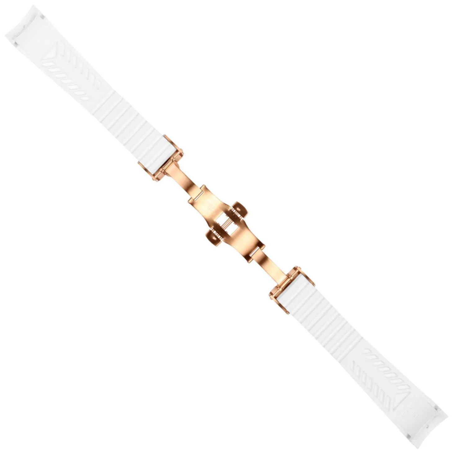 Steinhart Watches Rubber Strap White New 20X16 Mm For Ocean 39 With Clasp Pink Gold